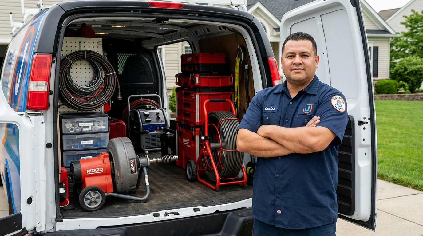 Professional drain cleaning equipment and Johns Plumbing LLC plumber in Park Forest