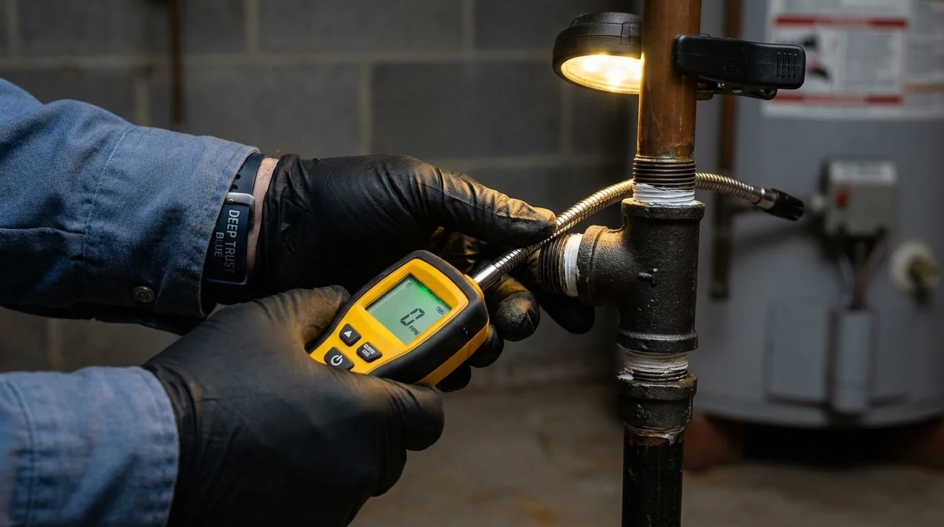 Gas leak detection with electronic sniffer by Johns Plumbing LLC in Park Forest