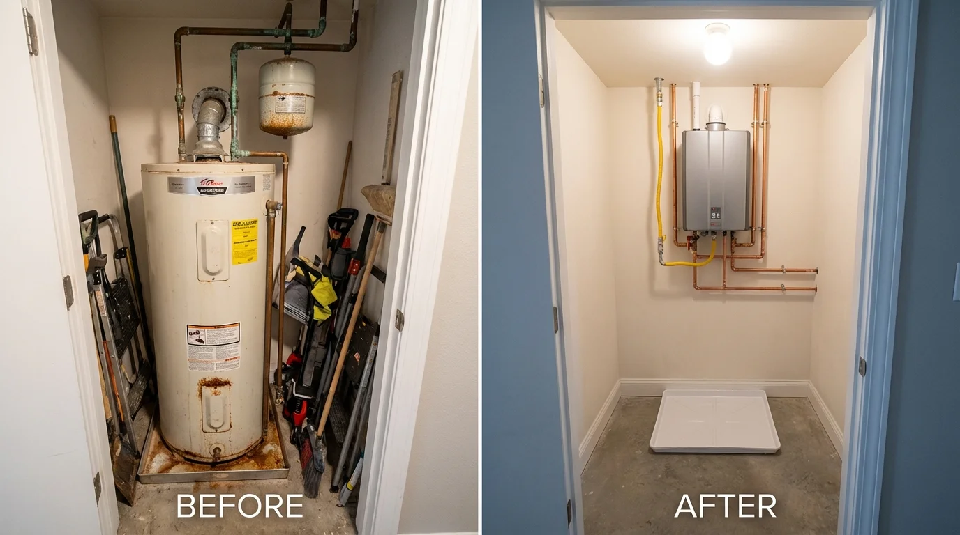 Tank water heater versus wall-mounted tankless unit comparison for Park Forest, IL homeowners